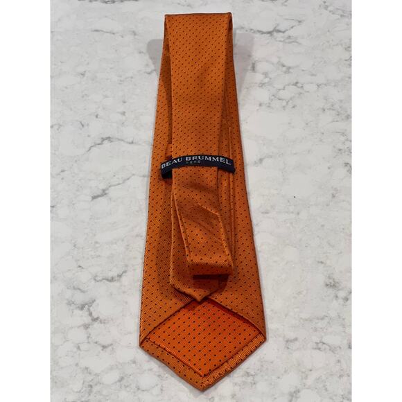 Beau Brummel Men Soho Jacquard Dots 100% Silk Career Office Tie One Size Orange - Picture 2 of 3